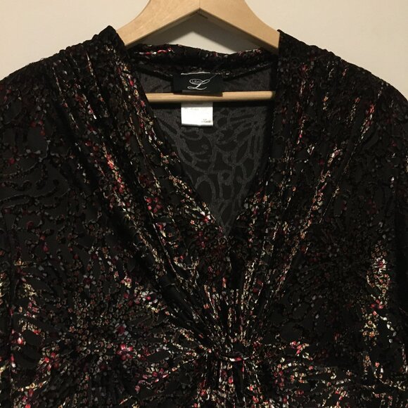 Y2K Vintage Libra Velvet Burn Out Sparkle Top Made in Canada - Picture 3 of 16